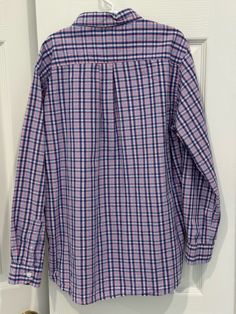 Boy’s Button-Down Plaid Shirt - Pink & Blue - Picture 5 of 5